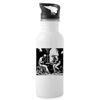 Skeletons play cards - Water bottle with straw - white - Right