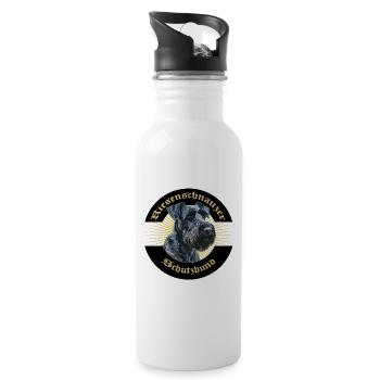 Riesenschnauzer Schutzhund IGP Motiv - Trinkflasche mit integriertem Trinkhalm - Weiß - Rechts