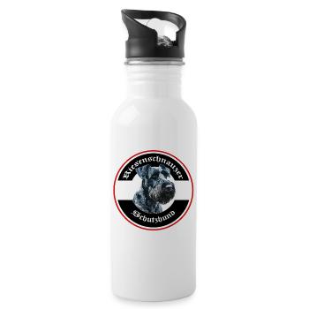 Riesenschnauzer Schutzhund Emblem - Trinkflasche mit integriertem Trinkhalm - Weiß - Rechts