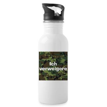 ICH VERWEIGERE DEN DIENST AN DER WAFFE! BUND - Trinkflasche mit integriertem Trinkhalm - Weiß - Rechts