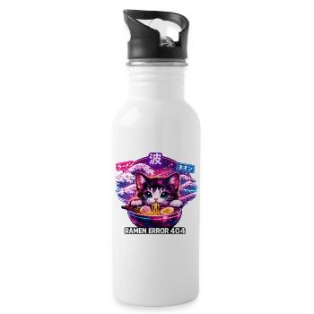Ramen Neko Neon 404 - Trinkflasche mit integriertem Trinkhalm - Weiß - Rechts