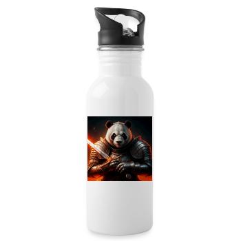Panda warrior in fire armor - Water bottle with straw - white - Right