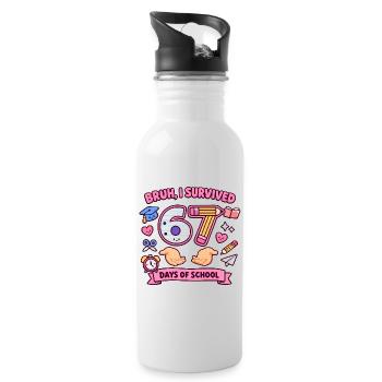 Bruh I survived 67 days of school - Water bottle with straw - white - Right