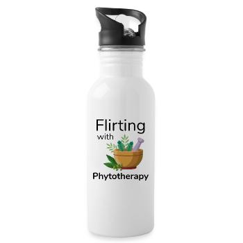 Kräuterkundige flirtet mit Phytotherapeut - Trinkflasche mit integriertem Trinkhalm - Weiß - Rechts
