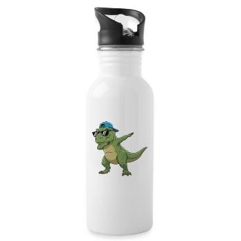 Dessin animé de lunettes T-Rex à appliquer à la perfection - Gourde avec paille intégrée - blanc - Droite