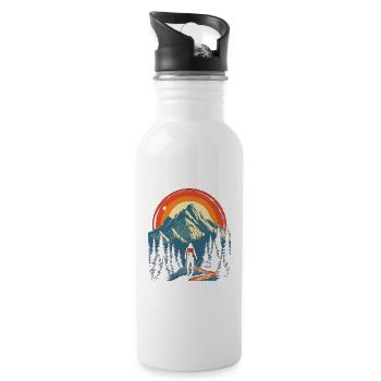 Epic Hiking Adventure – Mountain & Trail T-Shirt - Trinkflasche mit integriertem Trinkhalm - Weiß - Rechts