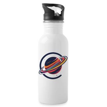 Colorful Planet with Rings Outer Space Motif - Water bottle with straw - white - Right