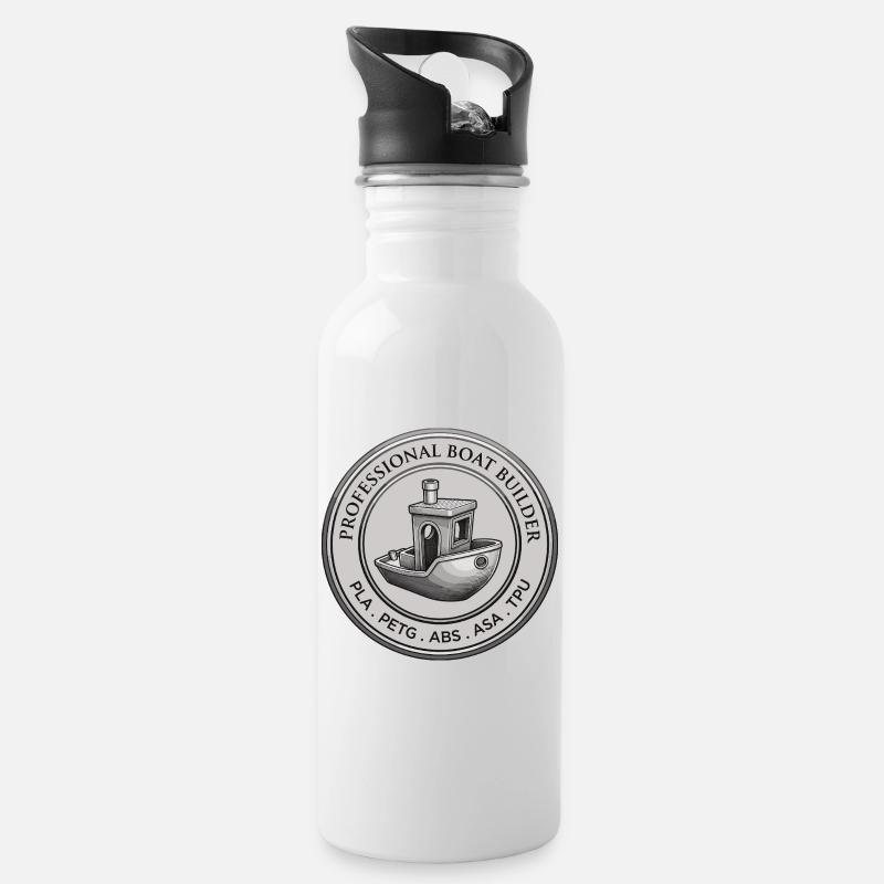 Professional Boat Builder – 3D Printing Emblem - Water bottle with straw - white