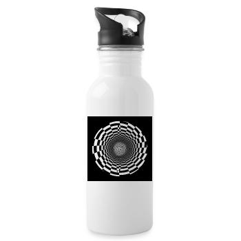 Schwarz-Weiß-optischer Wirbel - Trinkflasche mit integriertem Trinkhalm - Weiß - Rechts