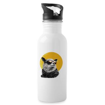 Sun Sheep in Hoodie with Sunglasses - Water bottle with straw - white - Right