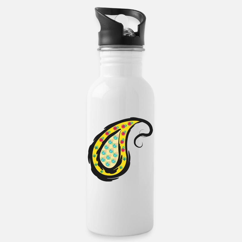 Orientalisches Symbol - Trinkflasche mit integriertem Trinkhalm - Weiß