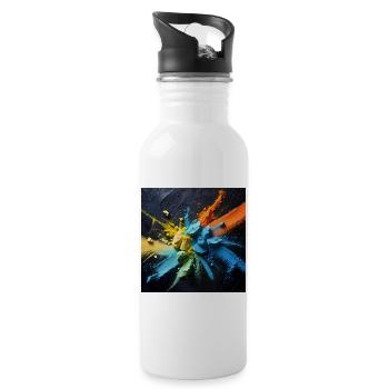Regenbogenstaub-Explosion - Trinkflasche mit integriertem Trinkhalm - Weiß - Rechts