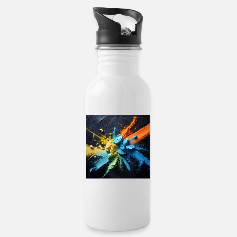 Rainbow dust explosion - Water bottle with straw - white