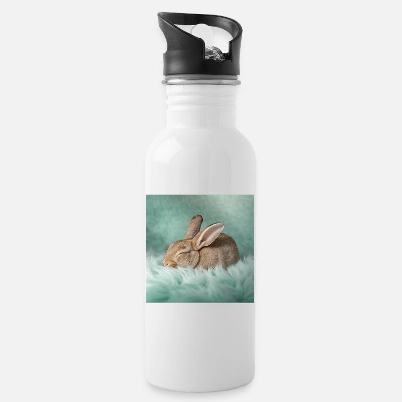 Rabbit Neon Dreams - Water bottle with straw - white