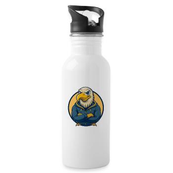 Albatross Kawaii Mascot Cartoon Clipart Logo Badge - Water bottle with straw - white - Right
