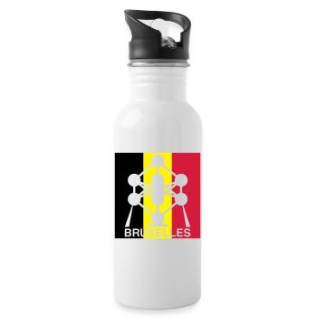 Atomium Brussels – Belgian Flag Square Design - Water bottle with straw - white - Right