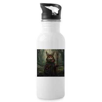 Forest Fox in Druid Cape - Water bottle with straw - white - Right