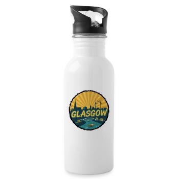Badge rétro vintage de la Skyline de la ville de Glasgow - Gourde avec paille intégrée - blanc - Droite