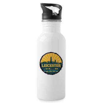 Leicester City Skyline Retro Sunset Badge - Gourde avec paille intégrée - blanc - Droite