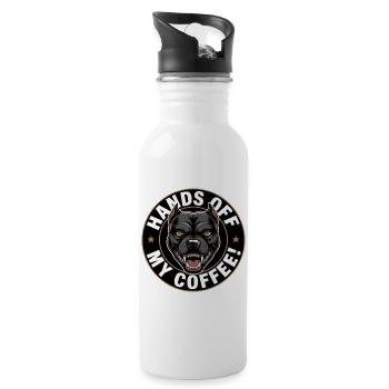 Weg von meinem Kaffee zorniger Hund - Trinkflasche mit integriertem Trinkhalm - Weiß - Rechts