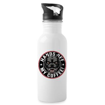 Halt mein Kaffee Hundemotiv - Trinkflasche mit integriertem Trinkhalm - Weiß - Rechts