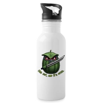 Wassermelone Ninja: Ein Schnitt Ende - Trinkflasche mit integriertem Trinkhalm - Weiß - Rechts