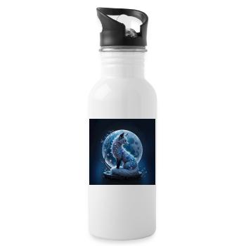 Blauer Edelstein Lunar Fuchs - Trinkflasche mit integriertem Trinkhalm - Weiß - Rechts