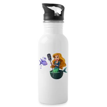 Karaoke mermaid on the net - Water bottle with straw - white - Right