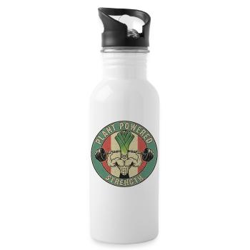 Strong Leek Weightlifting Design Fitness Vegan - Water bottle with straw - white - Right
