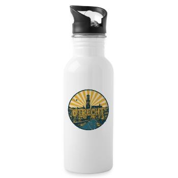 Utrecht City Skyline Retro Vintage-Abzeichen - Trinkflasche mit integriertem Trinkhalm - Weiß - Rechts