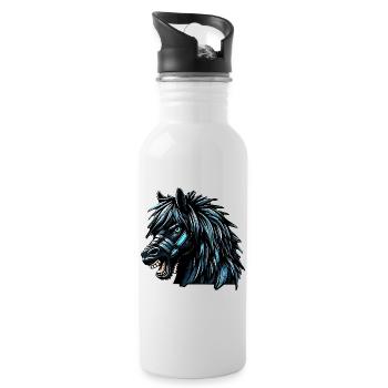Pferd - Trinkflasche mit integriertem Trinkhalm - Weiß - Rechts