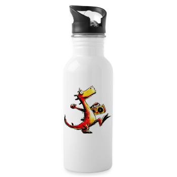 Design rétro cool de boombox Dino - Gourde avec paille intégrée - blanc - Droite