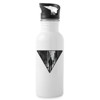 Urban Noir Gassenpfad - Trinkflasche mit integriertem Trinkhalm - Weiß - Rechts