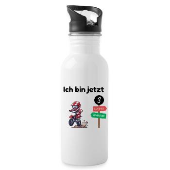 3rd Birthday - Motocross Shirt - Water bottle with straw - white - Right