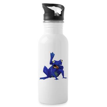 Yogi frog - Water bottle with straw - white - Right