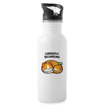 Sommeil chargé par le chat - Gourde avec paille intégrée - blanc - Droite