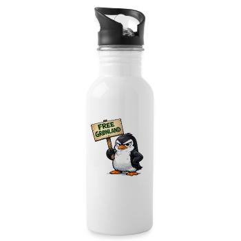 Logo t-shirt Penguin Protest Free Greenland - Gourde avec paille intégrée - blanc - Droite