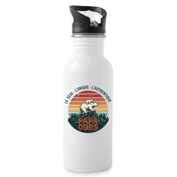 Papa Ours Montagne Retro Soleil - Gourde avec paille intégrée - blanc - Droite