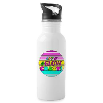 Lasst uns verrückt leuchten - Geburtstag - 80s - Trinkflasche mit integriertem Trinkhalm - Weiß - Rechts