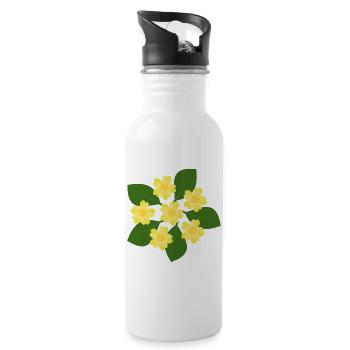 Februar Geburtstag Blüte Primeln Geburtstagsblume - Trinkflasche mit integriertem Trinkhalm - Weiß - Rechts
