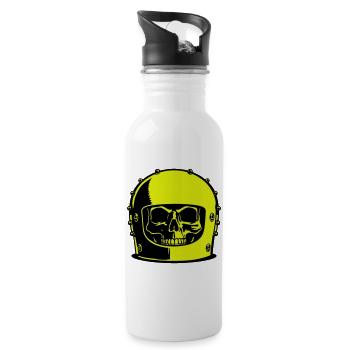 Skull Helm Popart - Trinkflasche mit integriertem Trinkhalm - Weiß - Rechts