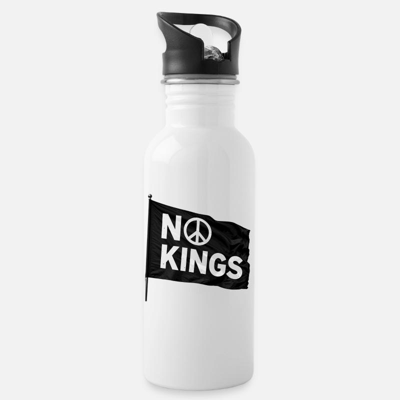 NO KINGS Peace - Water bottle with straw - white