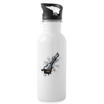 Shiny chrome guitar - Water bottle with straw - white - Right