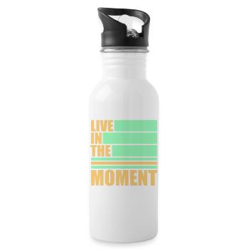 Live In The Moment Mindfulness Presence Awareness - Water bottle with straw - white - Right