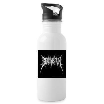 BeautyPain Jagged Black Metal Logo - Water bottle with straw - white - Right