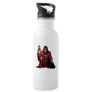 Red Hood Sensenmann Laternenkatze - Trinkflasche mit integriertem Trinkhalm - Weiß - Rechts