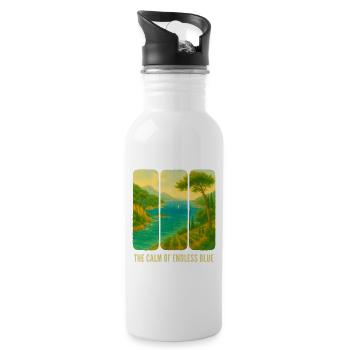 The calm of the blue horizon - Water bottle with straw - white - Right