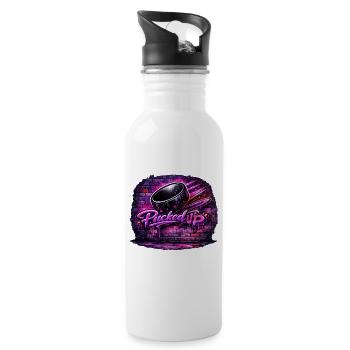 Picked Up Neon Graffiti - Trinkflasche mit integriertem Trinkhalm - Weiß - Rechts