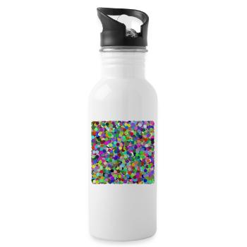 Bunte Konfetti-Kreise - Trinkflasche mit integriertem Trinkhalm - Weiß - Rechts