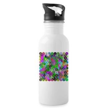 Gesichter Collage - Trinkflasche mit integriertem Trinkhalm - Weiß - Rechts